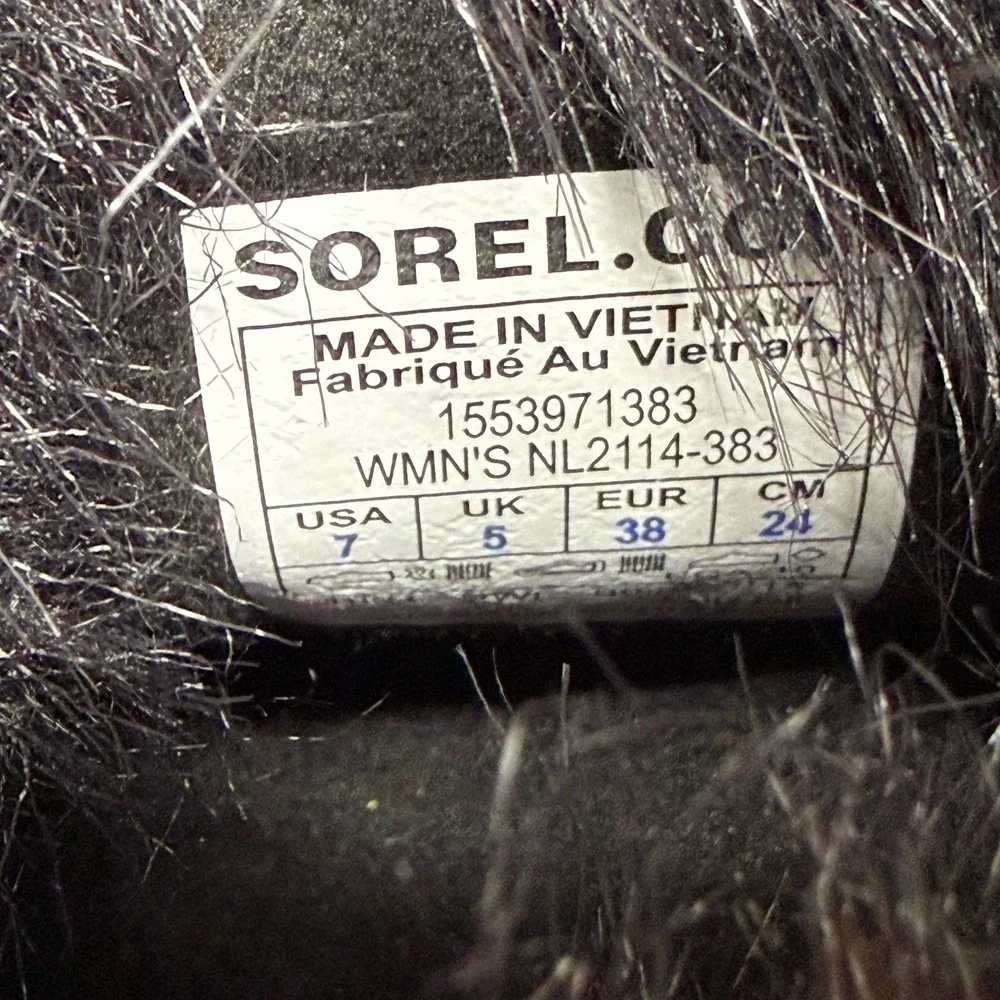 Sorel Tofino Nori Blush Snow‎ Boots Womens 7 Black Waterproof Faux Fur Tall